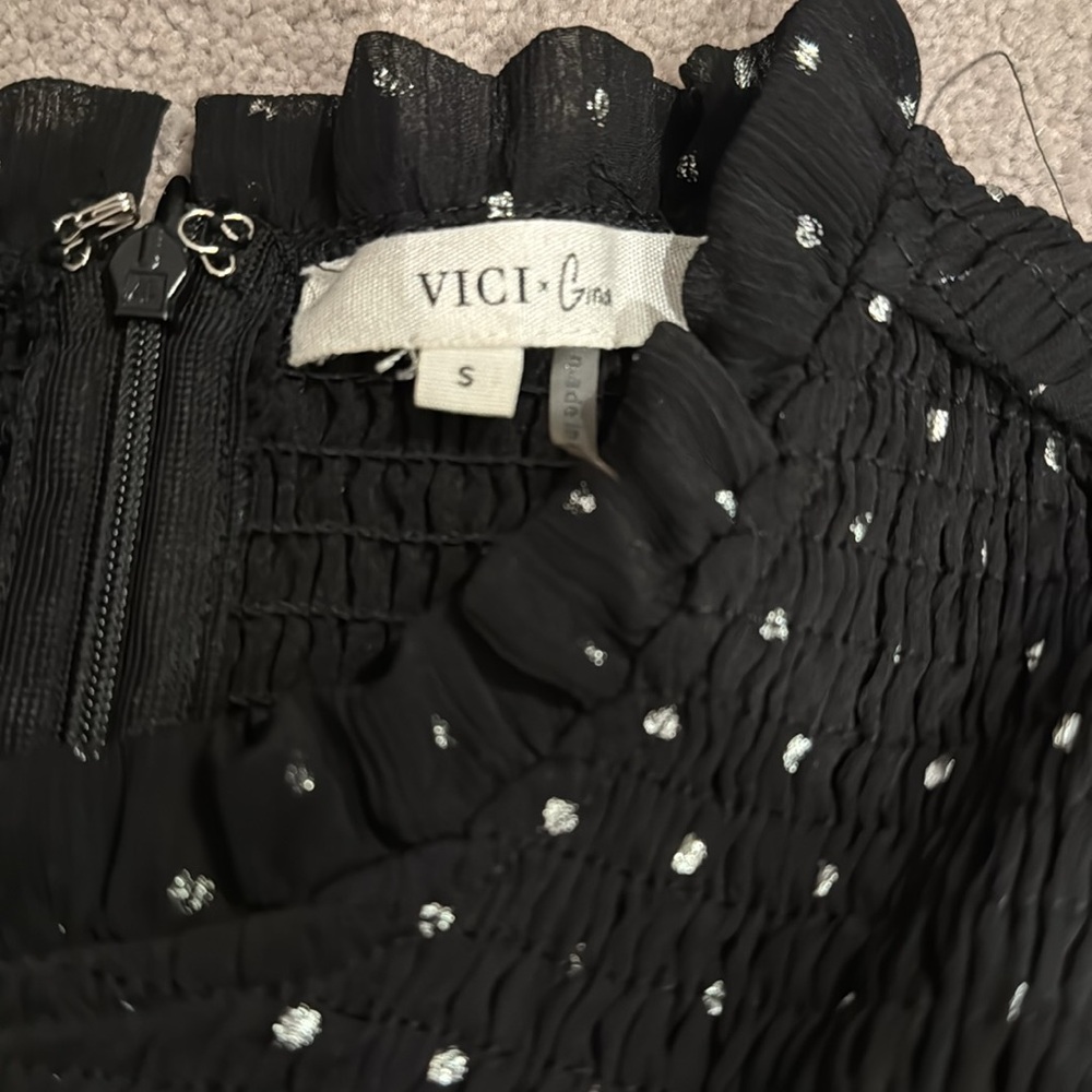 Vici Black Dress with White Dots - Picture 4 of 5